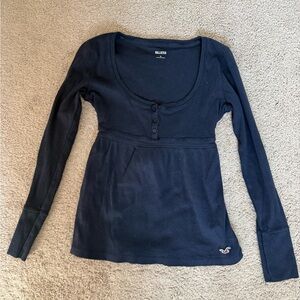 Babydoll Hollister Women's Navy Long Sleeve Top